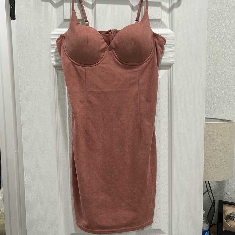 Super down suede mauve pink dress